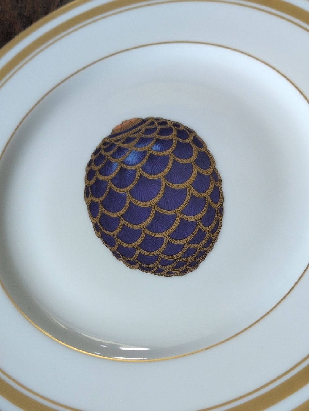 FABERGE I  Limoges French Imperial Egg Collection Pinecone Pattern Salad Plate